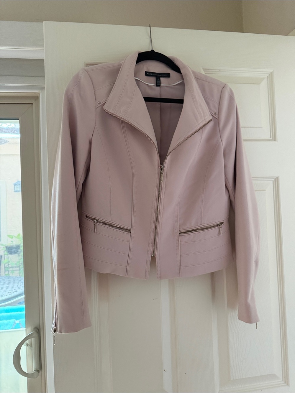 White House Black Market Blush Pink Moto Jacket